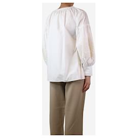 Autre Marque-Blusa bordada de algodón blanca - talla UK 10-Blanco