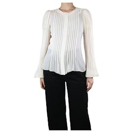 Chanel-Cream silk pleated blouse - size UK 10-Cream