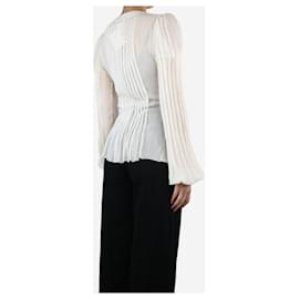 Chanel-Cream silk pleated blouse - size UK 10-Cream