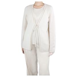 Loro Piana-Beige cashmere top and cardigan set - size UK 18-Other