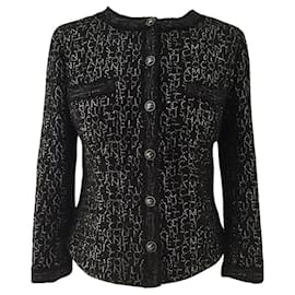 Chanel-Chaqueta de tweed negra con el logo CC de 31 Rue Cambon rara.-Negro