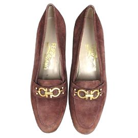 Mocassins Salvatore Ferragamo Gancini daim marron Marron