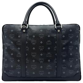 MCM-MCM Business Bag Large Messenger Laptop Bag Black Handle Bag Logo-Black