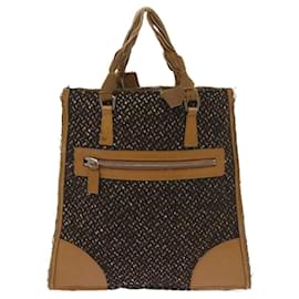 Prada-PRADA Hand Bag Wool Brown Auth 68624-Brown