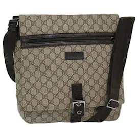 Gucci-GUCCI GG Supreme Shoulder Bag PVC Beige 141194 Auth ki4209-Beige