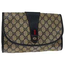 Gucci-GUCCI GG Supreme Sherry Line Clutch Bag PVC Navy Red 89 01 030 Auth th4694-Red,Navy blue