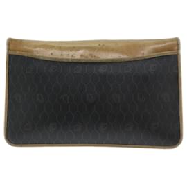 Christian Dior-Christian Dior Honeycomb Canvas Chain Shoulder Bag PVC Black Auth bs12883-Black