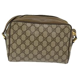 Gucci-GUCCI GG Supreme Web Sherry Line Shoulder Bag Beige Red 56 02 087 Auth th4696-Red,Beige