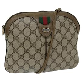 Gucci-GUCCI GG Supreme Web Sherry Line Shoulder Bag Beige Red 98 02 047 Auth ki4228-Red,Beige