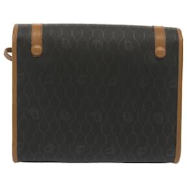 Christian Dior-Christian Dior Honeycomb Canvas Shoulder Bag PVC Leather Black Auth ep3692-Black