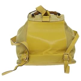 Gucci-GUCCI Bamboo Backpack Suede Leather Yellow 003 2058 0016 auth 67684-Yellow