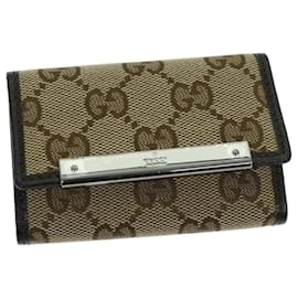 Gucci-GUCCI GG Canvas Key Case Beige 127048 Auth bs11252-Beige