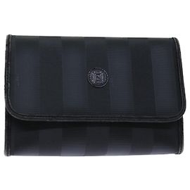 FENDI Pecan Canvas Clutch Bag Black Auth bs12935 Black