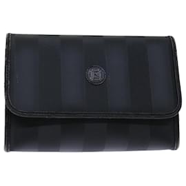 Fendi-FENDI Pecan Canvas Clutch Bag Black Auth bs12935-Black