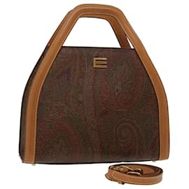 Etro-ETRO Hand Bag PVC Leather 2way Brown Auth yk11205-Brown