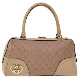 Gucci-GUCCI GG Canvas Lovely Hand Bag Pink 257067 Auth ac2827-Pink