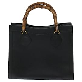 Gucci-GUCCI Bamboo Hand Bag Leather Black 002 0260 auth 68208-Black