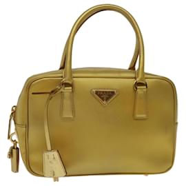 Prada-PRADA Safiano Leder Handtasche Gold Auth 68846-Golden