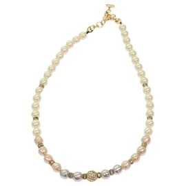 Christian Dior-Christian Dior Pearl Necklace Multicolor Auth am5957-Multiple colors