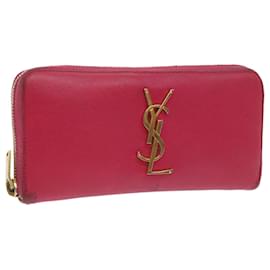 Saint Laurent-SAINT LAURENT Long Wallet Leather Pink Auth am5944-Pink