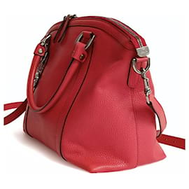Gucci-Gucci Gucci shoulder shopper bag in coral red grained leather-Red