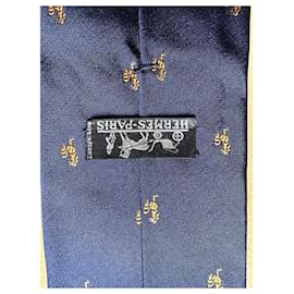 Hermès-Cravates-Bleu foncé