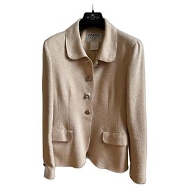 Chanel Jacke Beige Wolle Beige