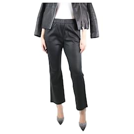 Enes-Black leather trousers - size UK 12-Black