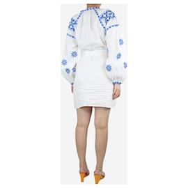 Autre Marque-White and blue embroidered kaftan - size S-White