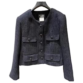 Chanel-Chanel tweed uniform jacket 38-Blue