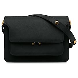 Marni-Marni Black Trunk Leather Shoulder Bag-Black