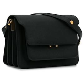 Marni-Marni Black Trunk Leather Shoulder Bag-Black