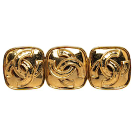 Chanel-Broche Chanel Gold Triplo CC-Dourado