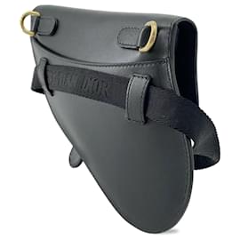 Dior-Dior Black Leather Saddle Belt Bag-Black