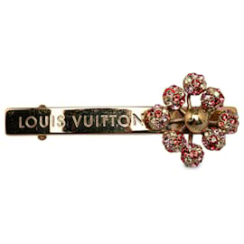 Louis Vuitton-Louis Vuitton Diamantes de imitación dorados 1001 Barette de Noches-Dorado