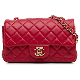 Chanel-Chanel Red Mini Classic Lambskin Rectangular Single Flap-Roja