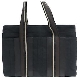 Hermès HERMES TROCA MM CABAS HANDTASCHE AUS CANVAS & SCHWARZES LEDER TOTE HANDTASCHE Schwarz