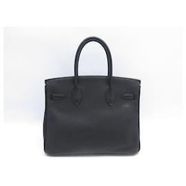 Hermès-Hermes Birkin handbag 30 IN BLACK TOGO LEATHER PALLADIE LEATHER PURSE HAND BAG-Black