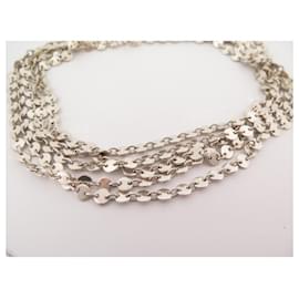 Hermès-HERMES CONFETTIS NECKLACE 5 RANKS T39 in Sterling Silver 925 82.2GR SILVER NECKLACE-Silvery