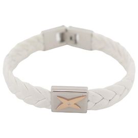 PULSEIRA MAUBOUSSIN MEC EU TE AMO BR0326RLWSPSDI 17 CM COURO E ALÇA DE AÇO Branco