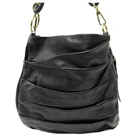 Christian Dior-CHRISTIAN DIOR LIBERTINE HANDBAG IN BLACK LEATHER LEATHER HAND BAG TOTE-Black
