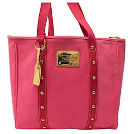 Louis Vuitton-LOUIS VUITTON ANTIGUA MM CABAS PINK CANVAS HAND BAG PINK PURSE CANVAS-Pink