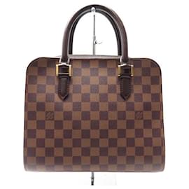 Louis Vuitton-LOUIS VUITTON TRIANA N HANDBAG51155 EBONY DAMIER CANVAS CANVAS HANDBAG-Brown