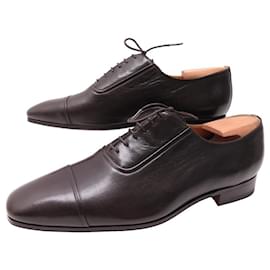 Hermès-NEW HERMES NOW RICHELIEU SHOES 40 LEATHER + SHOES SHAPE BOX-Brown