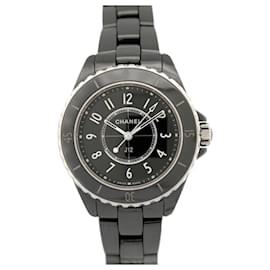 Chanel-Chanel J watch12 H5695 INTENSE BLACK 33MM BLACK CERAMIC + WATCH BOX-Black