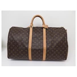 Louis Vuitton-NEW LOUIS VUITTON KEEPALL TRAVEL BAG 55 MONOGRAM BAG CANVAS SHOULDER STRAP-Brown