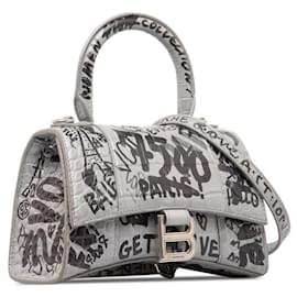Balenciaga-Embossed Leather Graffiti Hourglass XS Handbag 592833-Other