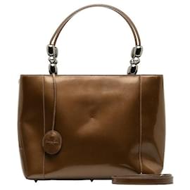 Dior-Dior Malice Patent Leather Handbag Leather Handbag in Good condition-Brown