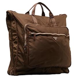 Prada-Prada Tessuto Pocket Convertible Travel Bag Sac de voyage en toile en bon état-Autre