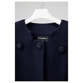 Chanel-Veste en tweed à gros boutons CC-Bleu Marine
